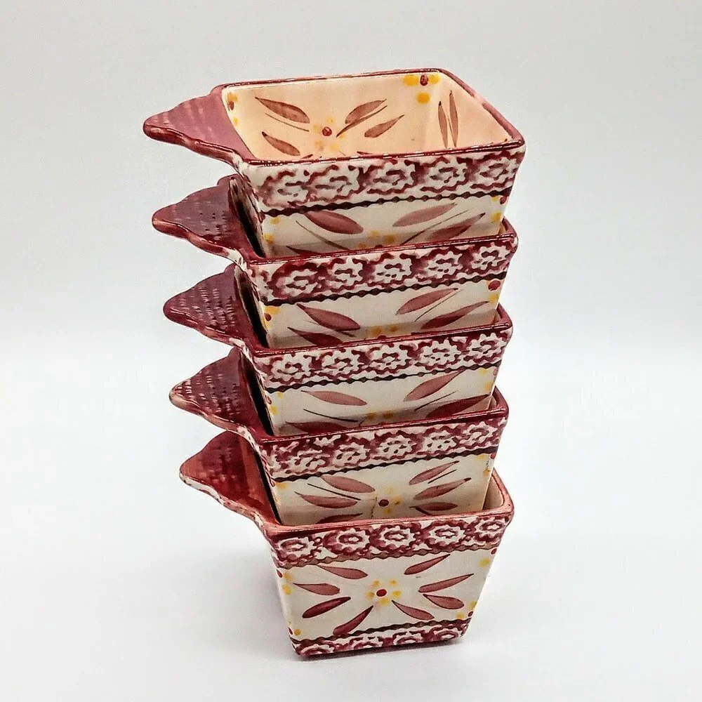 Temptations Old World Red EZ Hold Square Ramekins